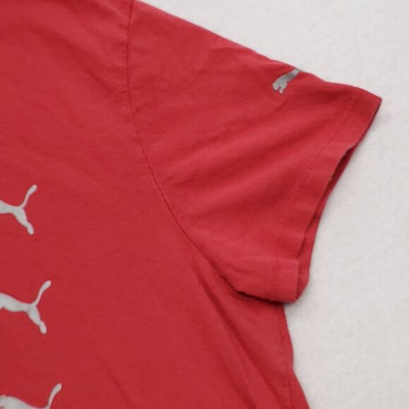 Puma Pullover Casual Short Sleeve Graphic T-Shirt Youth Boys Size Medium M Red - Picture 6 of 9
